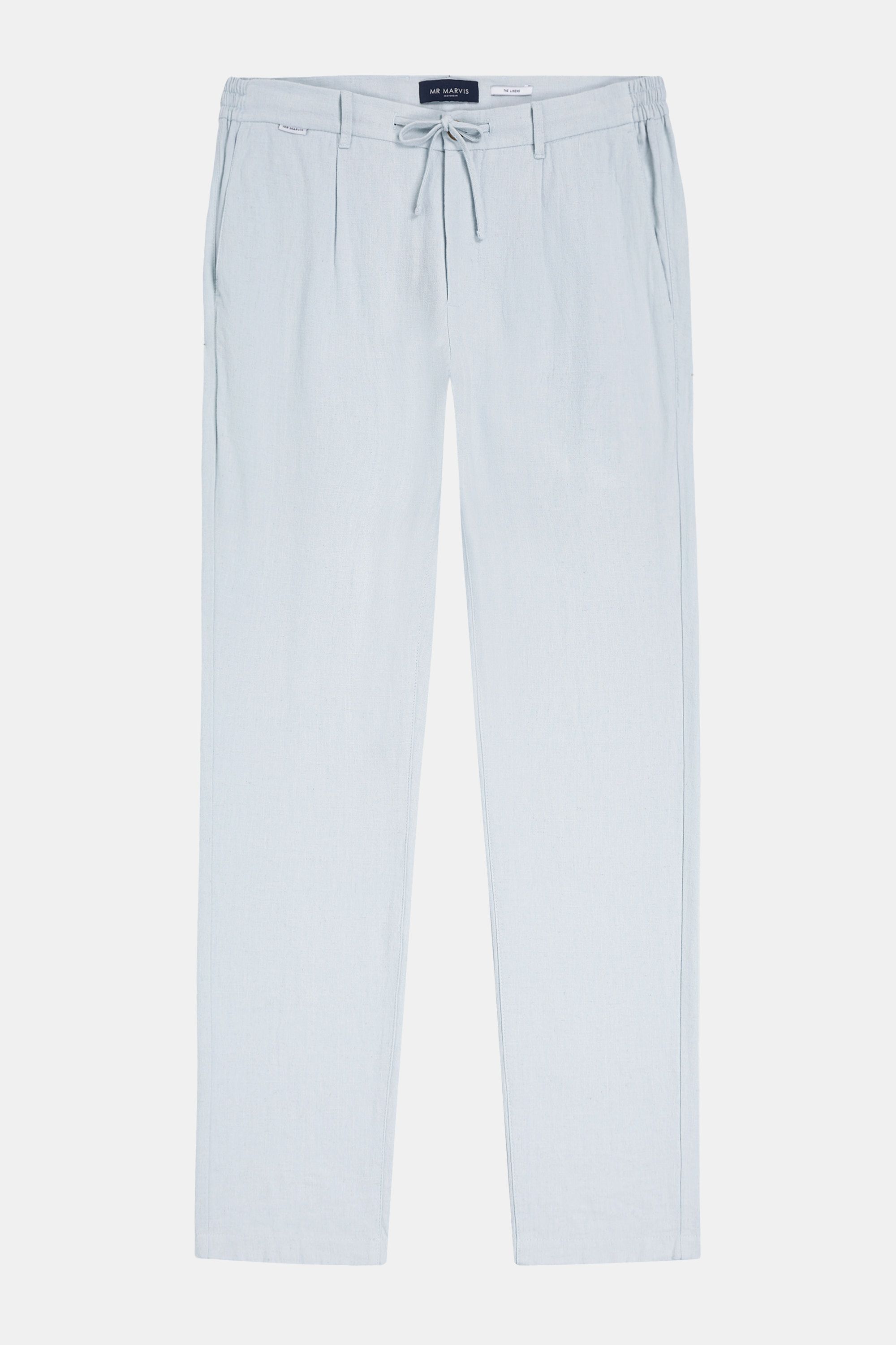Beokeuioe Pantaloni in lino da uomo in lino a 3/4 pantaloni corti da uomo, leggeri a 3/4, bermuda da uomo, taglie forti, lunghezza al ginocchio, pantaloni corti da uomo sopra il ginocchio, Blu, M