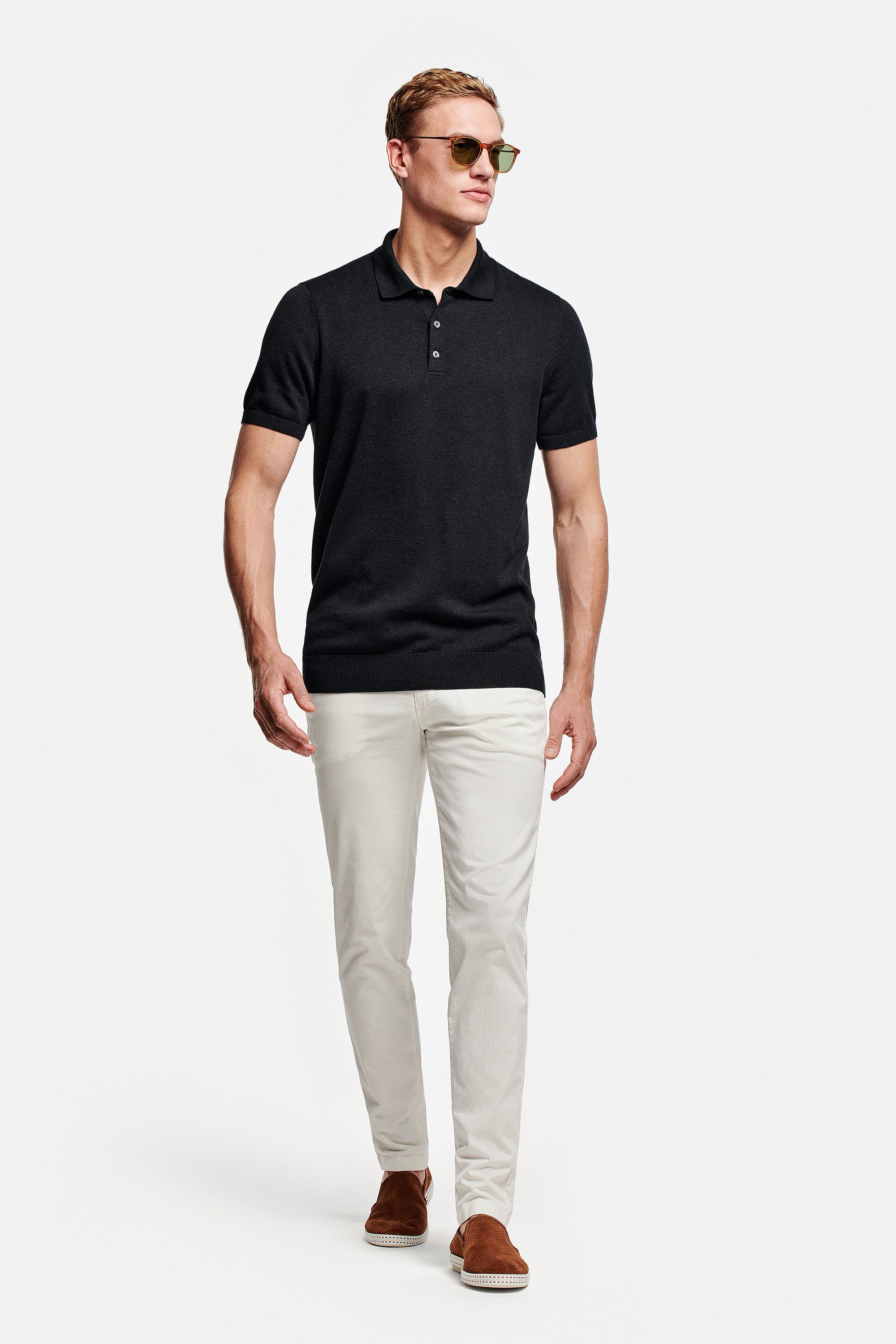 Mens black shop knitted polo