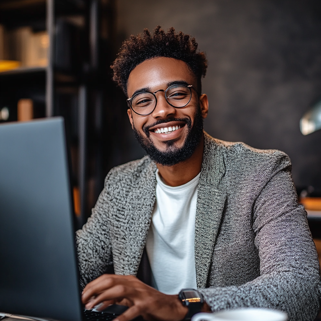 male entrepreneur working on computer