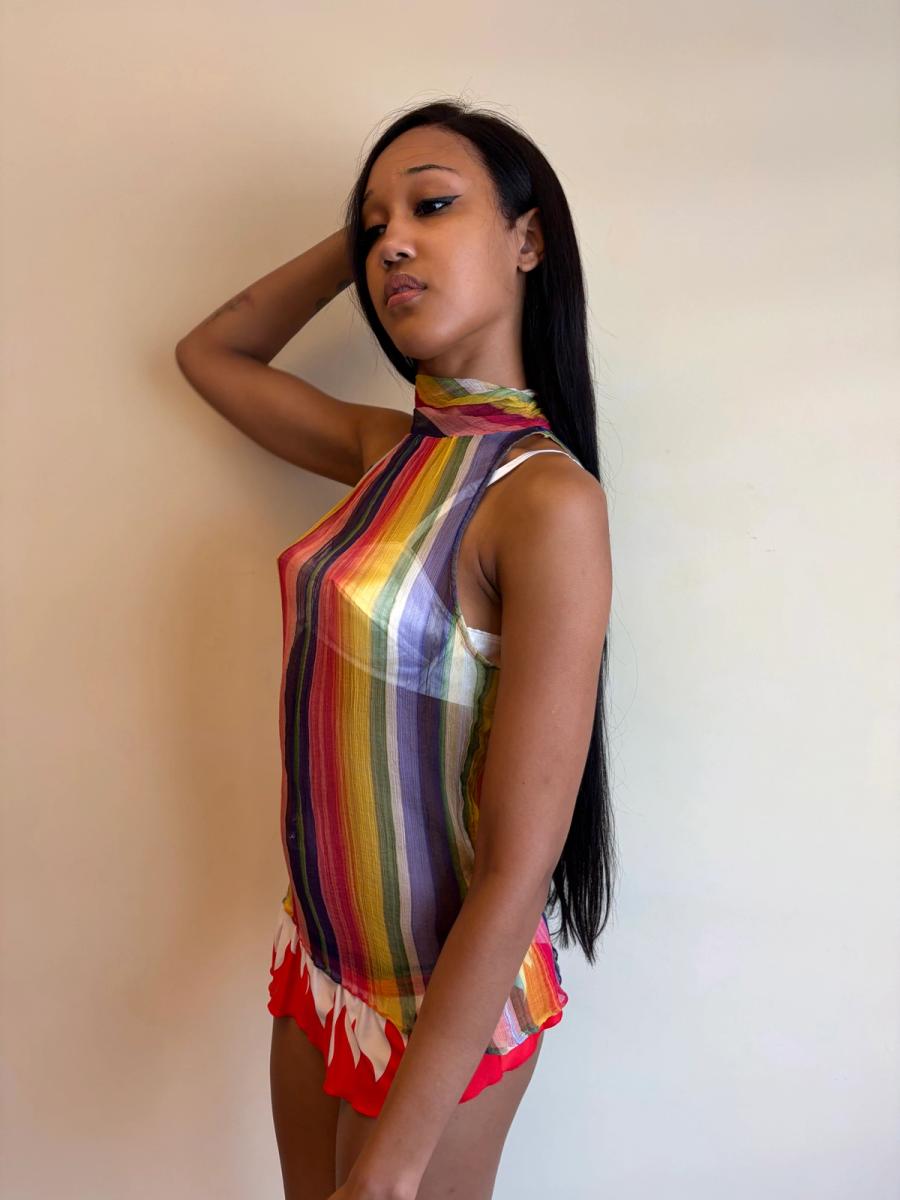 1930s Rainbow Chiffon Crepe Top product image