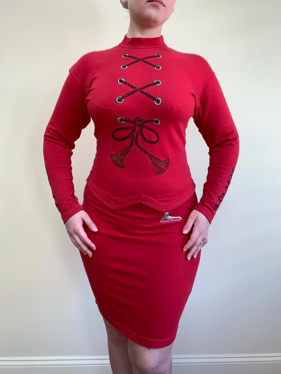 90s Chantal Thomass Trompe L'oeil Lace Up Set product image