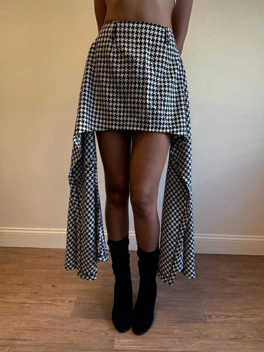 20471120 Houndstooth Sash Skirt