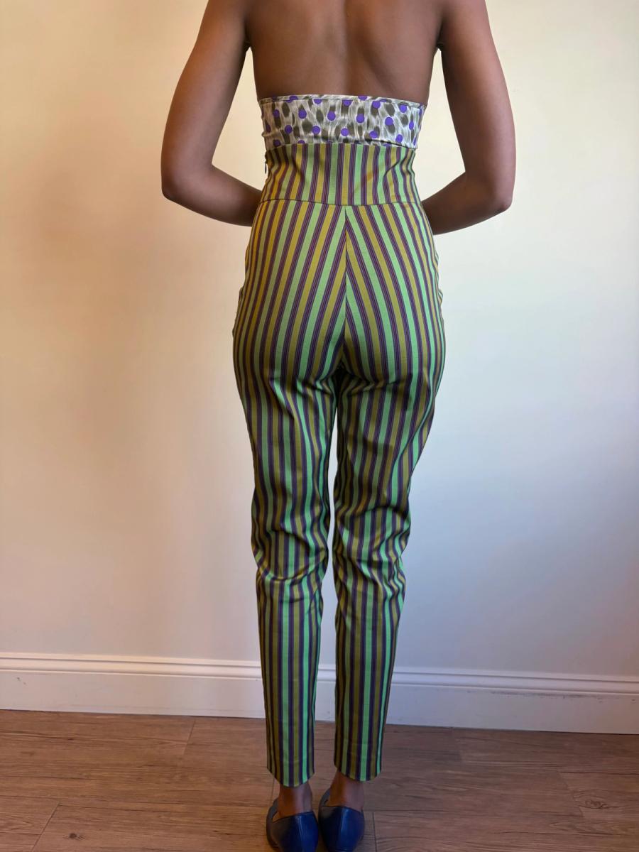 Romeo Gigli Striped Silk Cigarette Pants  product image