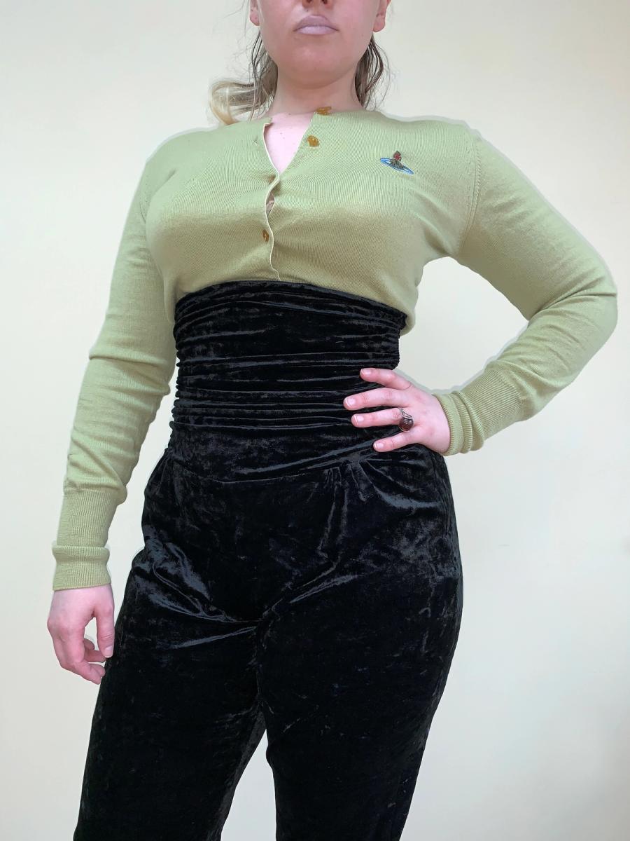 80s Norma Kamali Ultra High Waist Velvet Pants product image