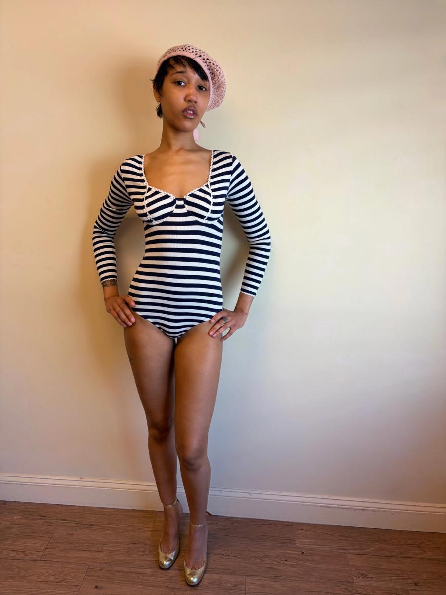 Vintage Chantal Thomass Striped Bustier Leotard product image