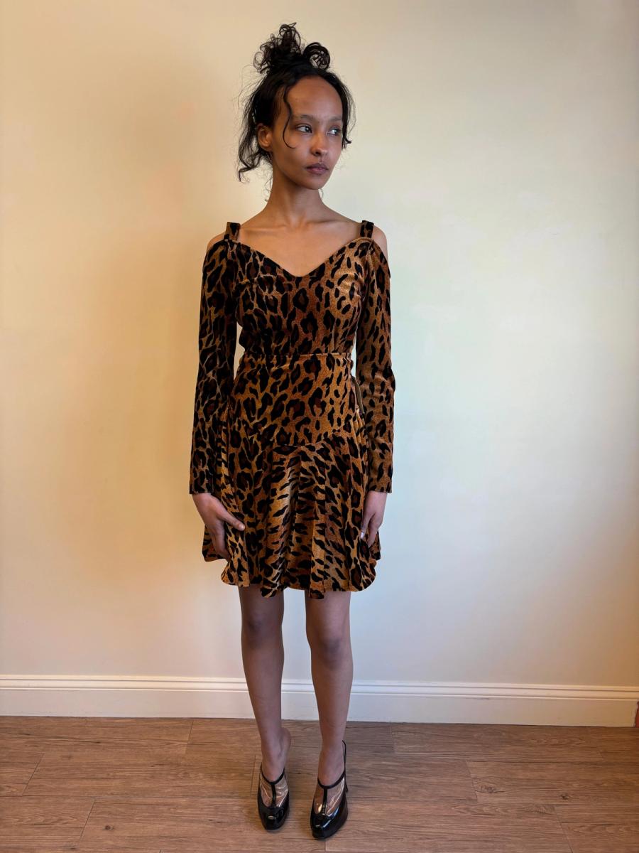 80s Norma Kamali Velvet Cheetah Print Set product image