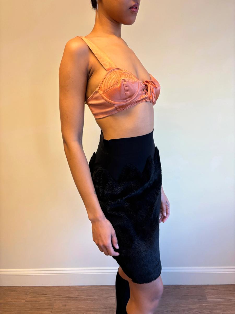 1980s Gaultier Junior Peach Satin Bullet Bra Top product image