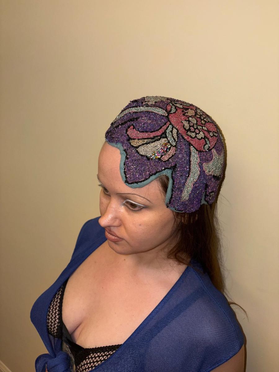 1920s Beaded Casque Helmet Hat product image