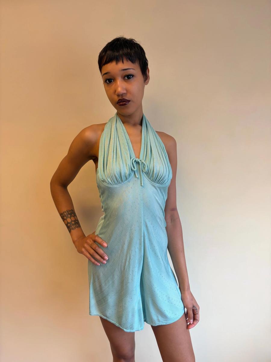 Vintage Chantal Thomass Aqua Halter Romper product image