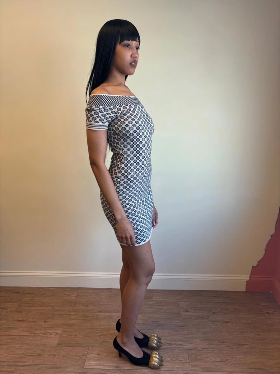 Junior Gaultier Fair Isle Knit Off the Shoulder Dress product image