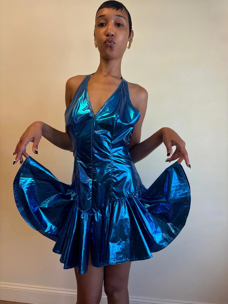 80s Yvan & Marzia Electric Blue Dress product image