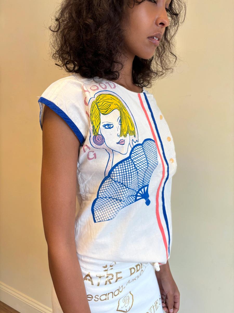 1980s French Illustrated Woman Shirt product image