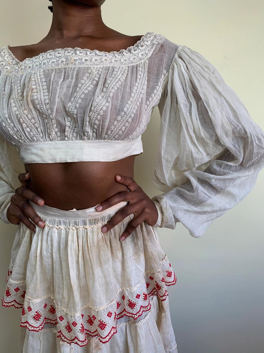 1820s Embroidered Muslin Top product image