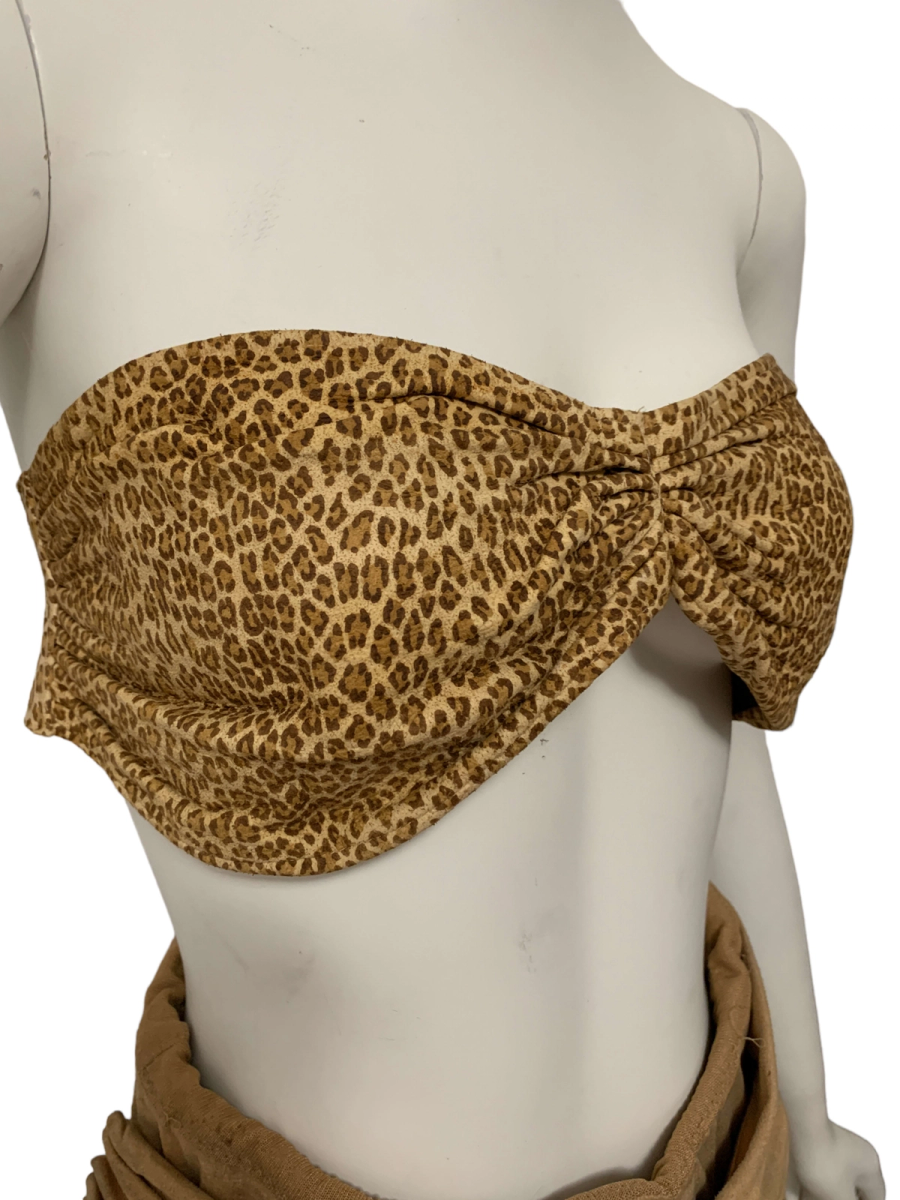 80s Norma Kamali OMO Leopard Suede Bandeau product image