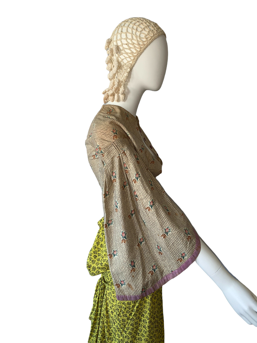 Antique 1850s Wool Challis Dress Top  product image