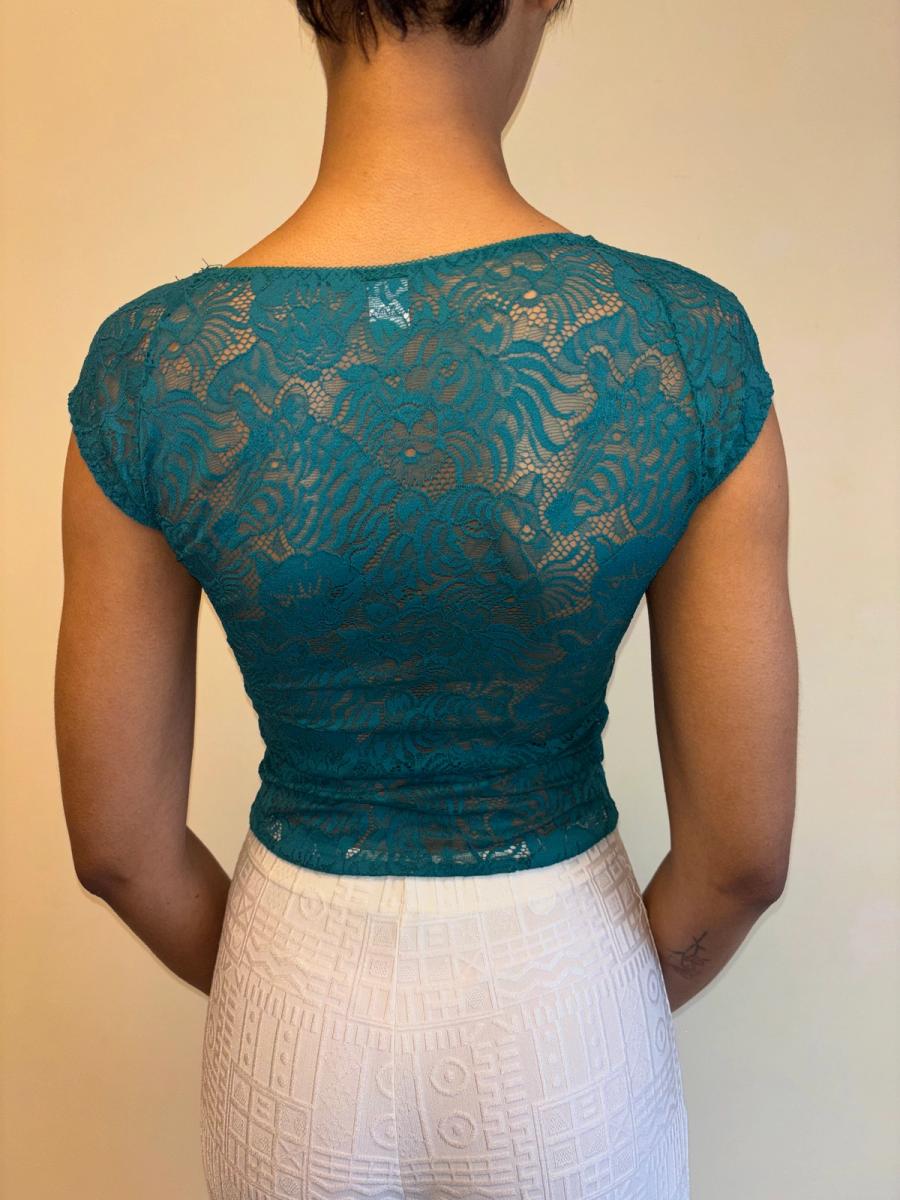 Krizia Teal Tiger Lace Tee  product image