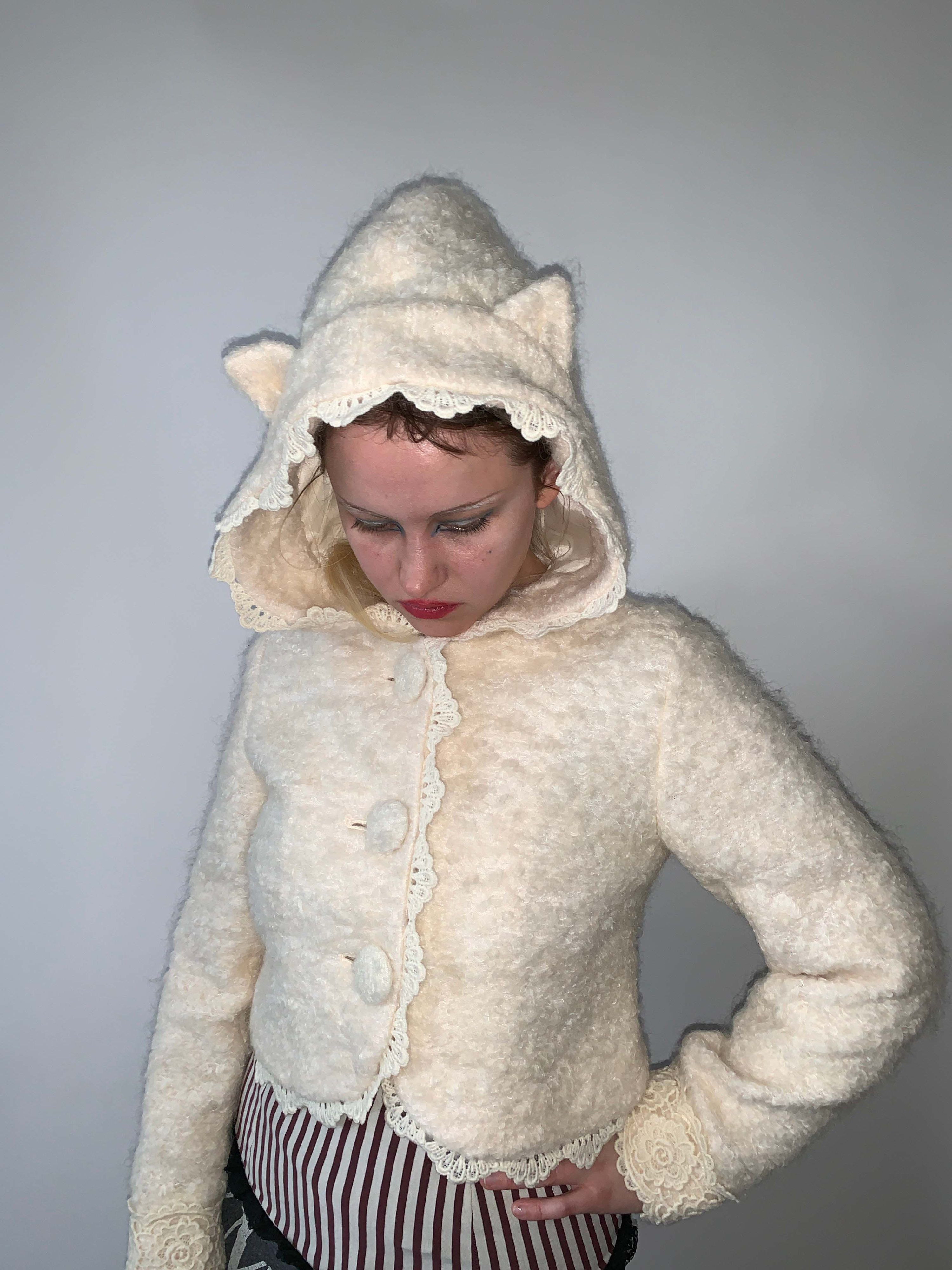 Pink House Boucle Cat Ear Jacket