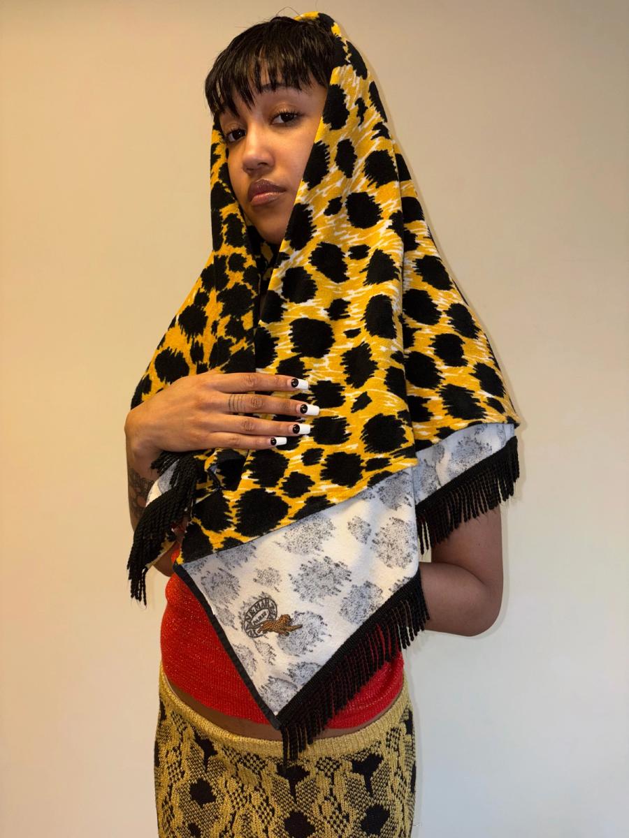 80s Yvan & Marzia Terrycloth Leopard Print Scarf  product image