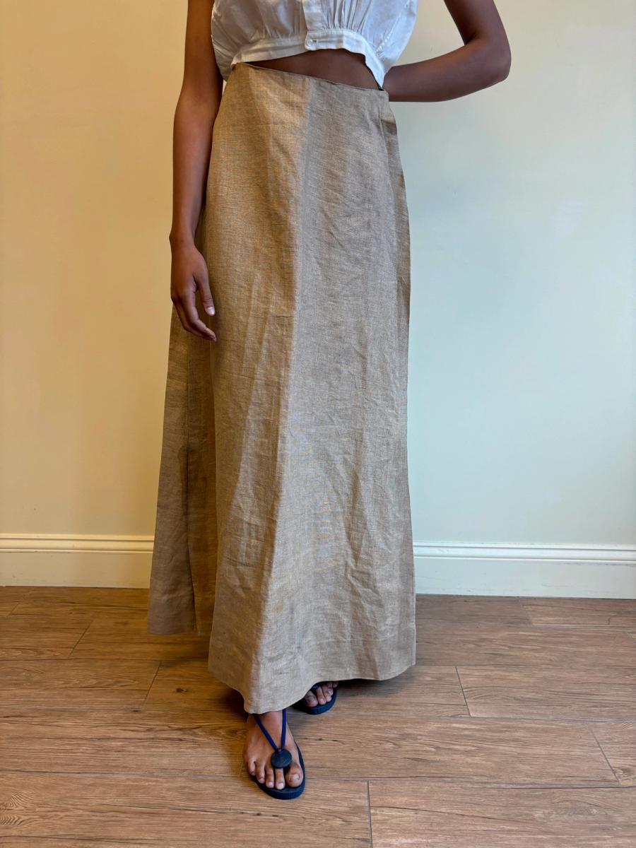 Edwardian Buff Linen Travel Skirt product image