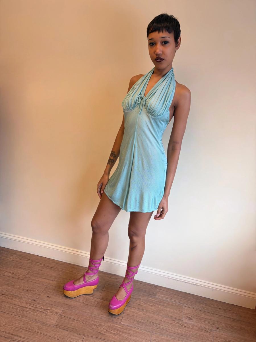 Vintage Chantal Thomass Aqua Halter Romper product image