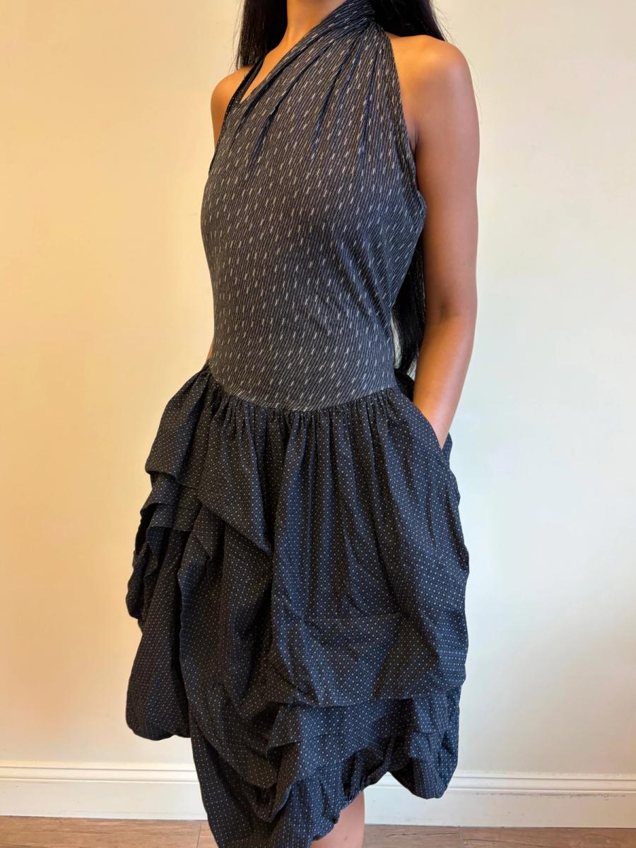 80s Popy Moreni Asymmetrical Ruched Dress product image