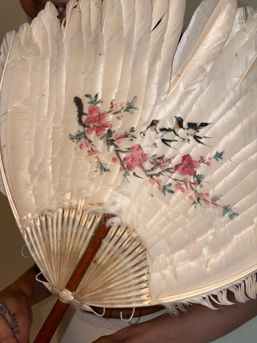 1920s Handpainted Feather Fan product image