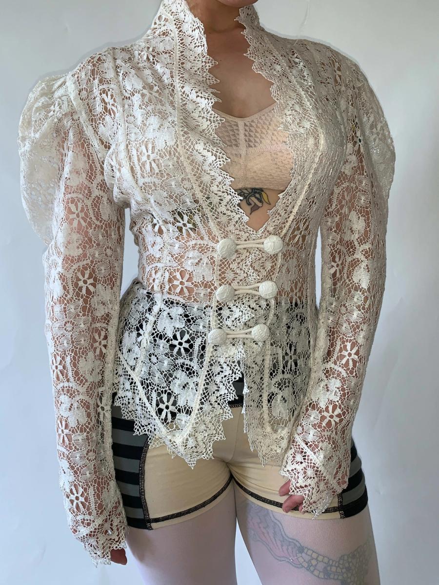 Norma Kamali 80s Does Victorian Lace Jacket