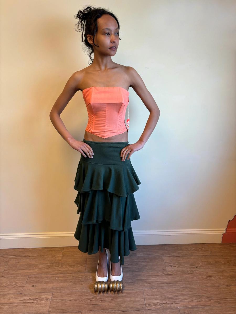 80s Norma Kamali Fleece Ruffle Skirt product image