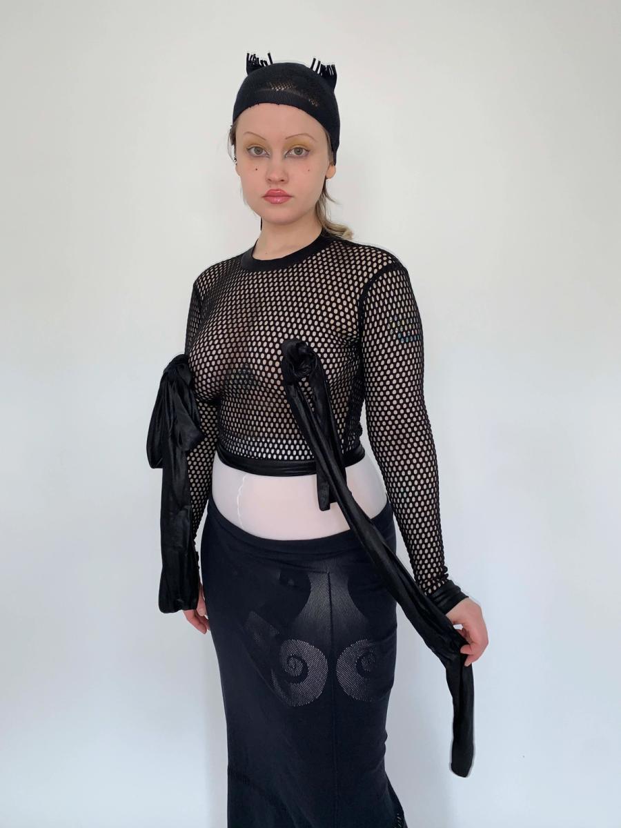1980s Pam Hogg Boob Tie Fishnet Top  product image