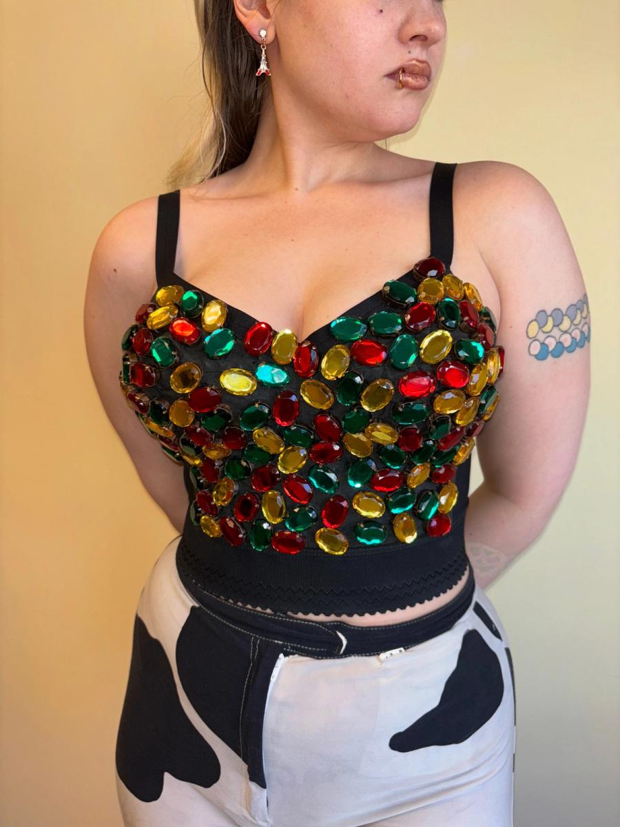 F/W 1991 Dolce & Gabbana Rainbow Crystal Bustier