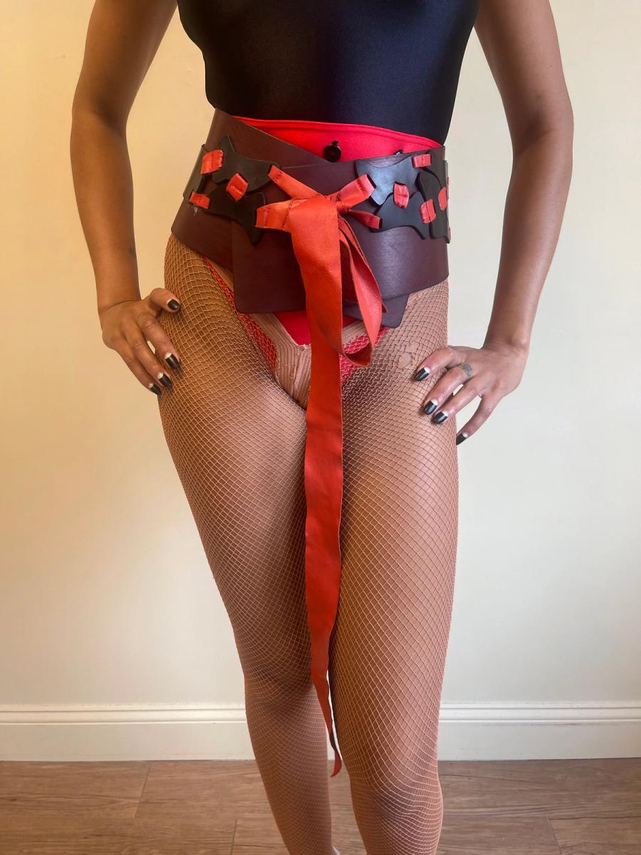 Save The Queen! Leather Patchwork Wrap Belt product image