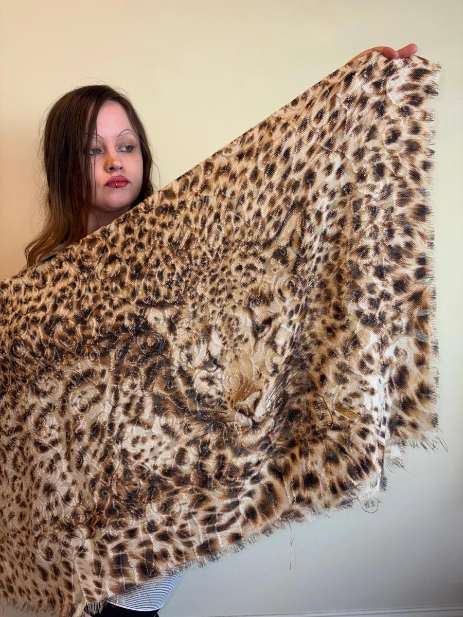 Vintage Krizia Oversized Leopard Print Shawl product image