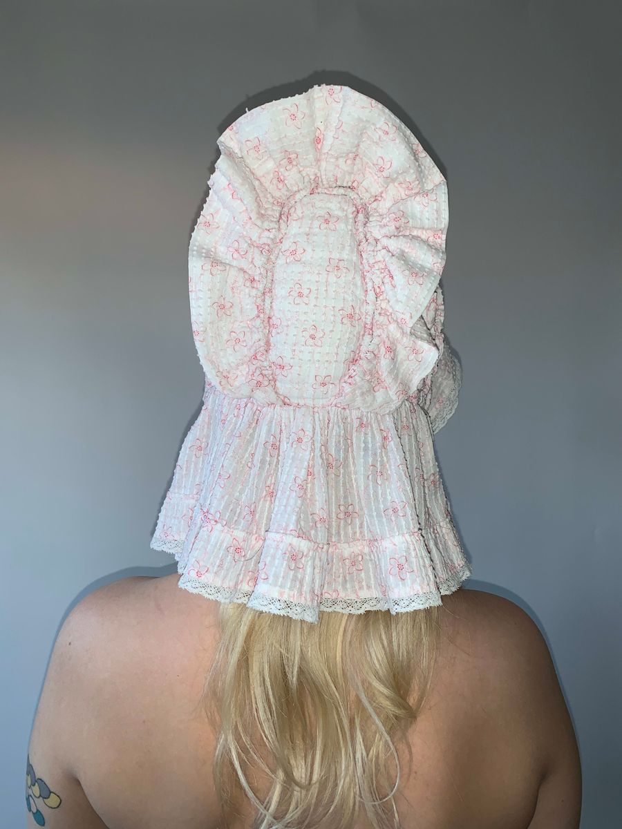 1880s Pink French Calico Bonnet product image