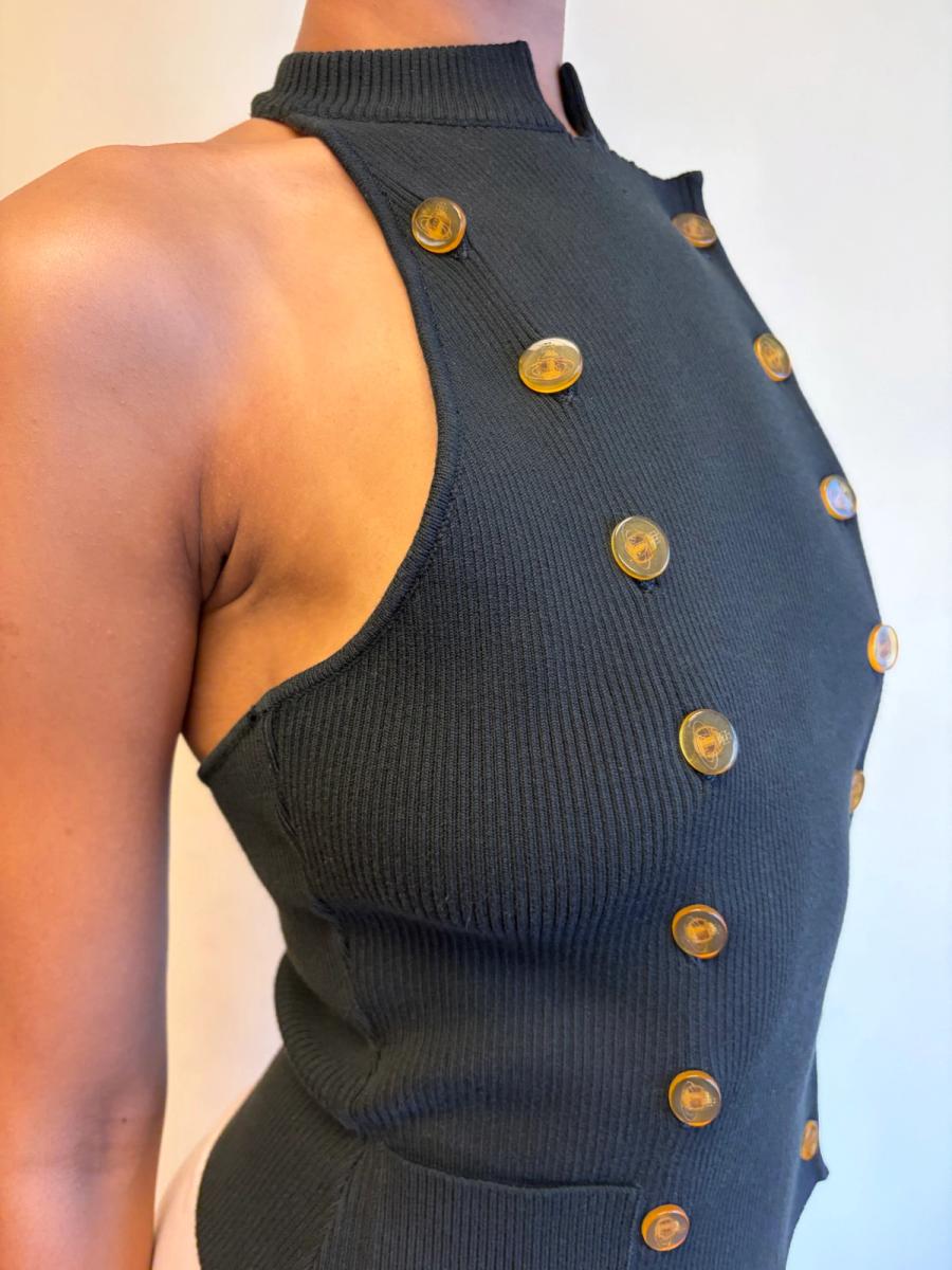 90s Vivienne Westwood Button Orb Halter Knit product image