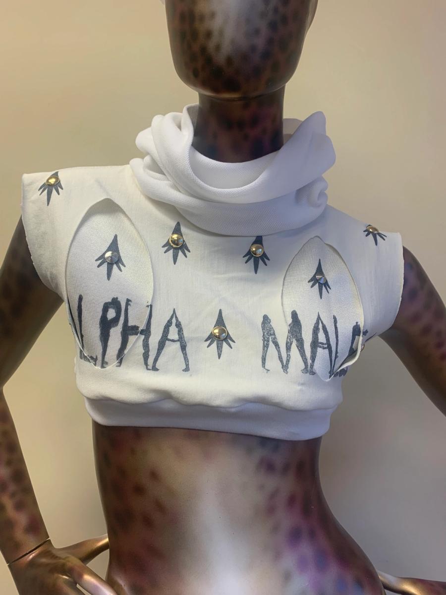Alpha Male Silk Knit Studded Top With Cowl Neck product image