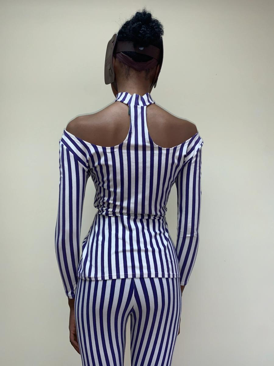 1992 Junior Gaultier Striped Set with Attached Choker product image