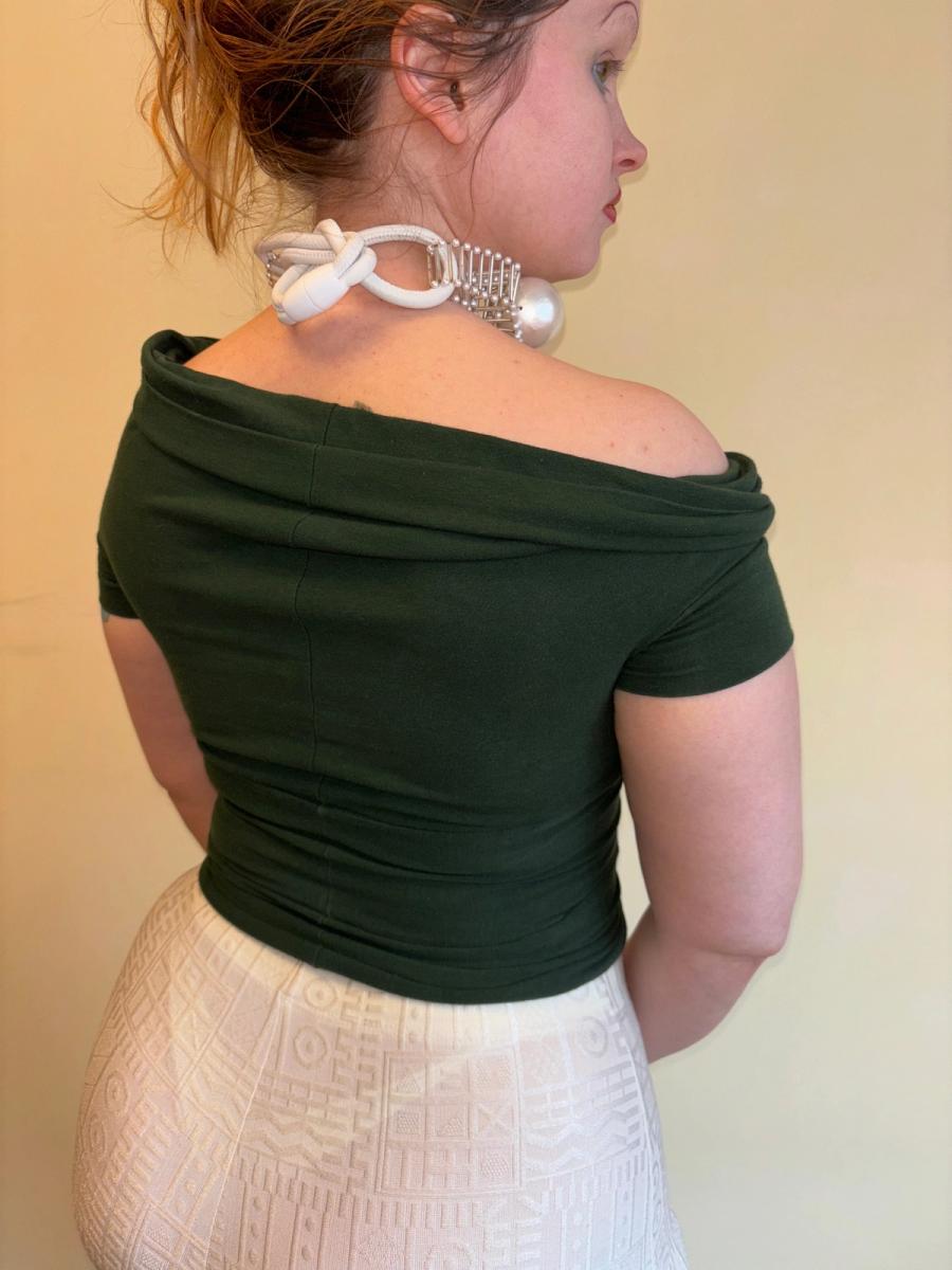 90s Romeo Gigli Green Criss Cross Top product image