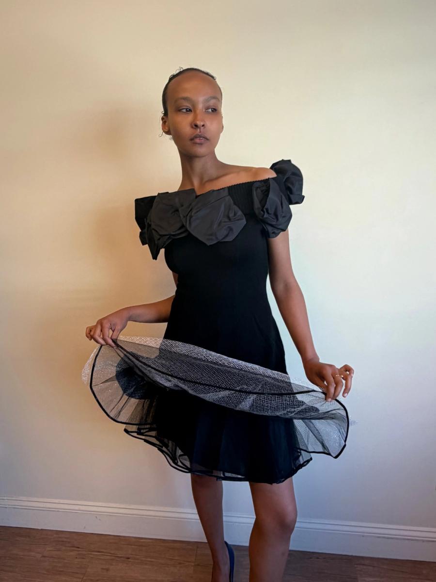 80s Atsuki Onishi Knit Dress with Crinoline and Brooches product image