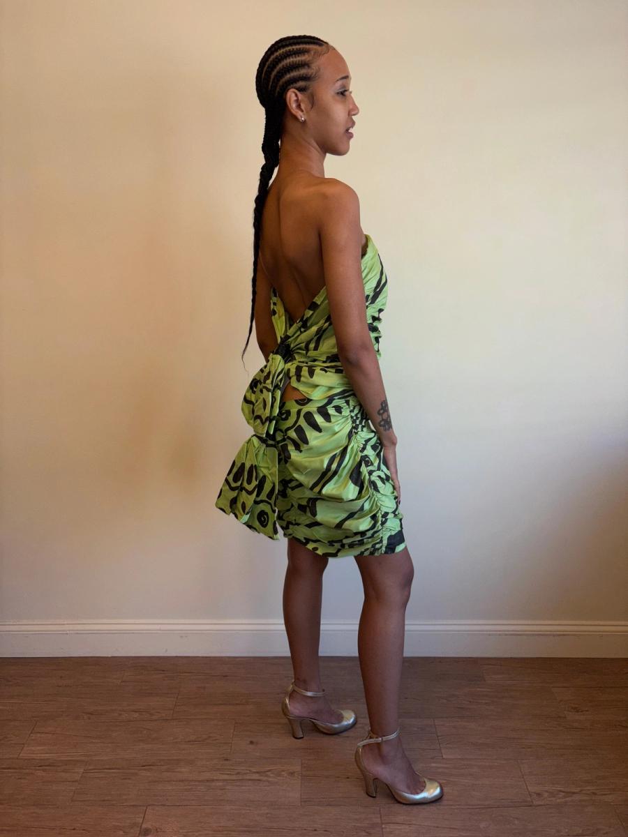 80s Angelo Tarlazzi Abstract Dress with Raffia product image