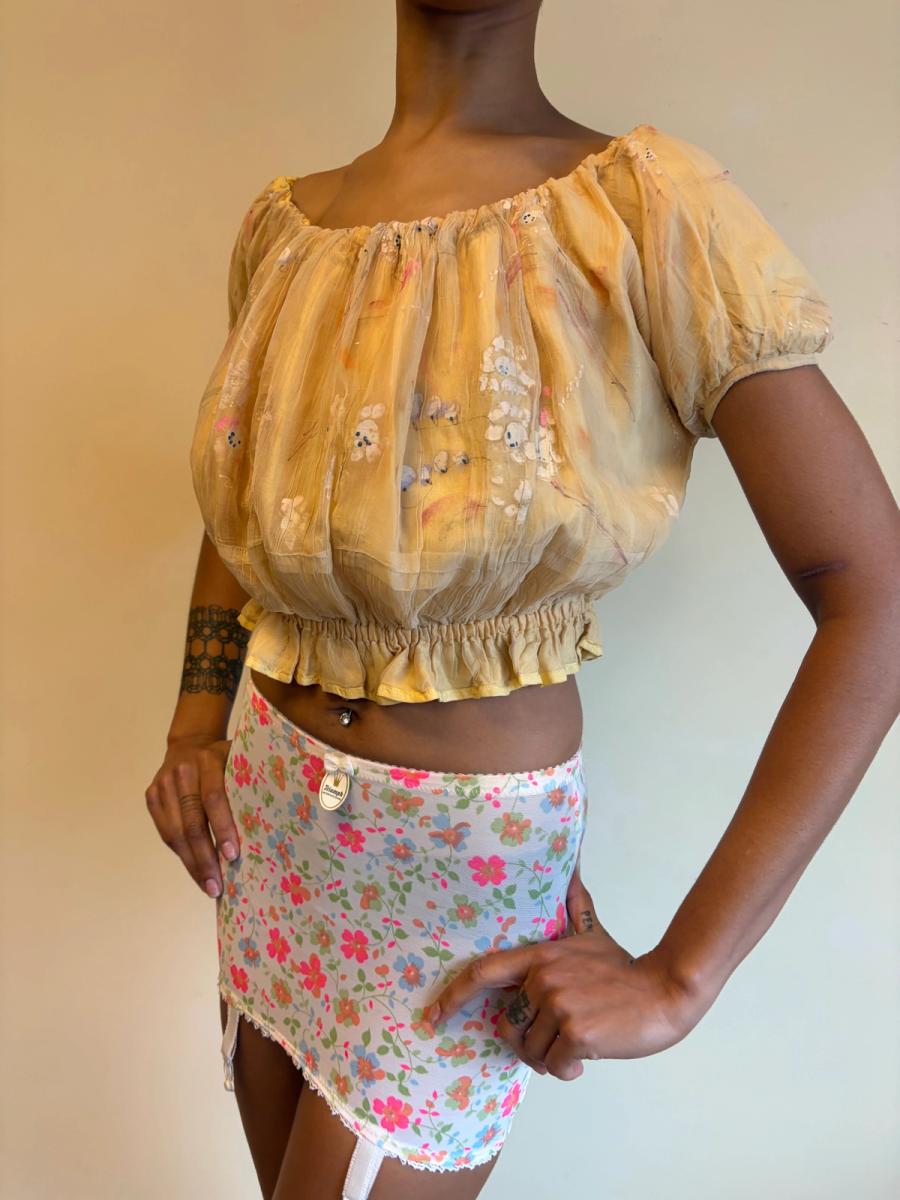 Vintage French Handpainted Silk Top  product image