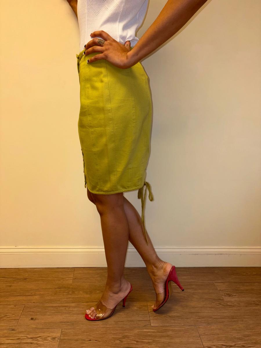 80s Junior Gaultier Green Lace Up Skirt product image