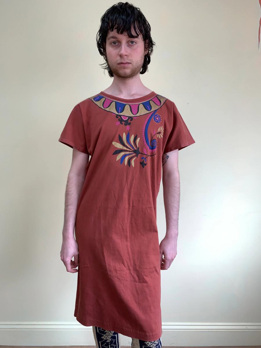 80s Kansai Yamamoto T-shirt Dress with Tromp L'oeil Torc product image