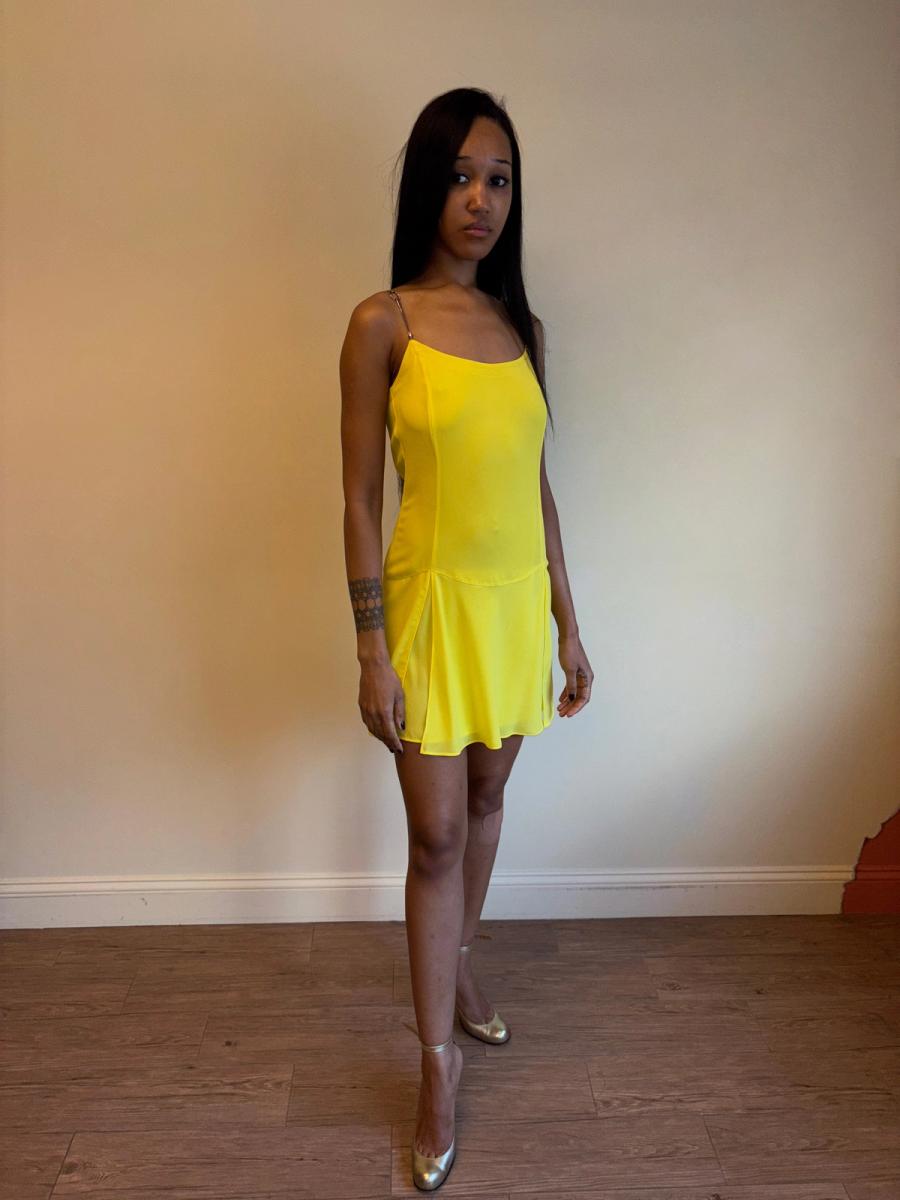 Vintage La Perla Yellow Slip Dress with Metal Straps product image