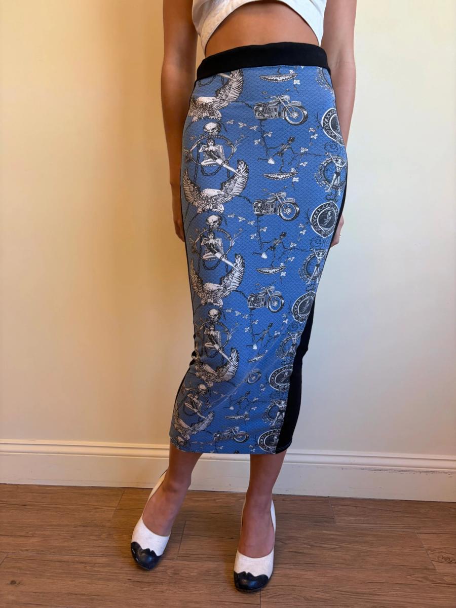 80s Junior Gaultier Biker and Pin-up Girl Hobble Skirt product image