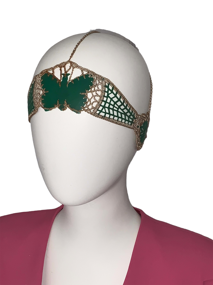 1920s French Celluloid Macrame Butterfly Headdress product image