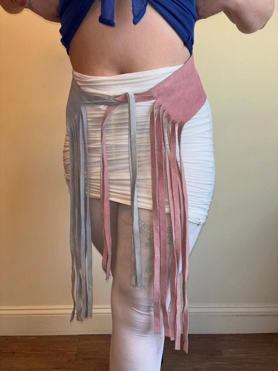 1970s Pastel Buckskin Fringe Belt product image