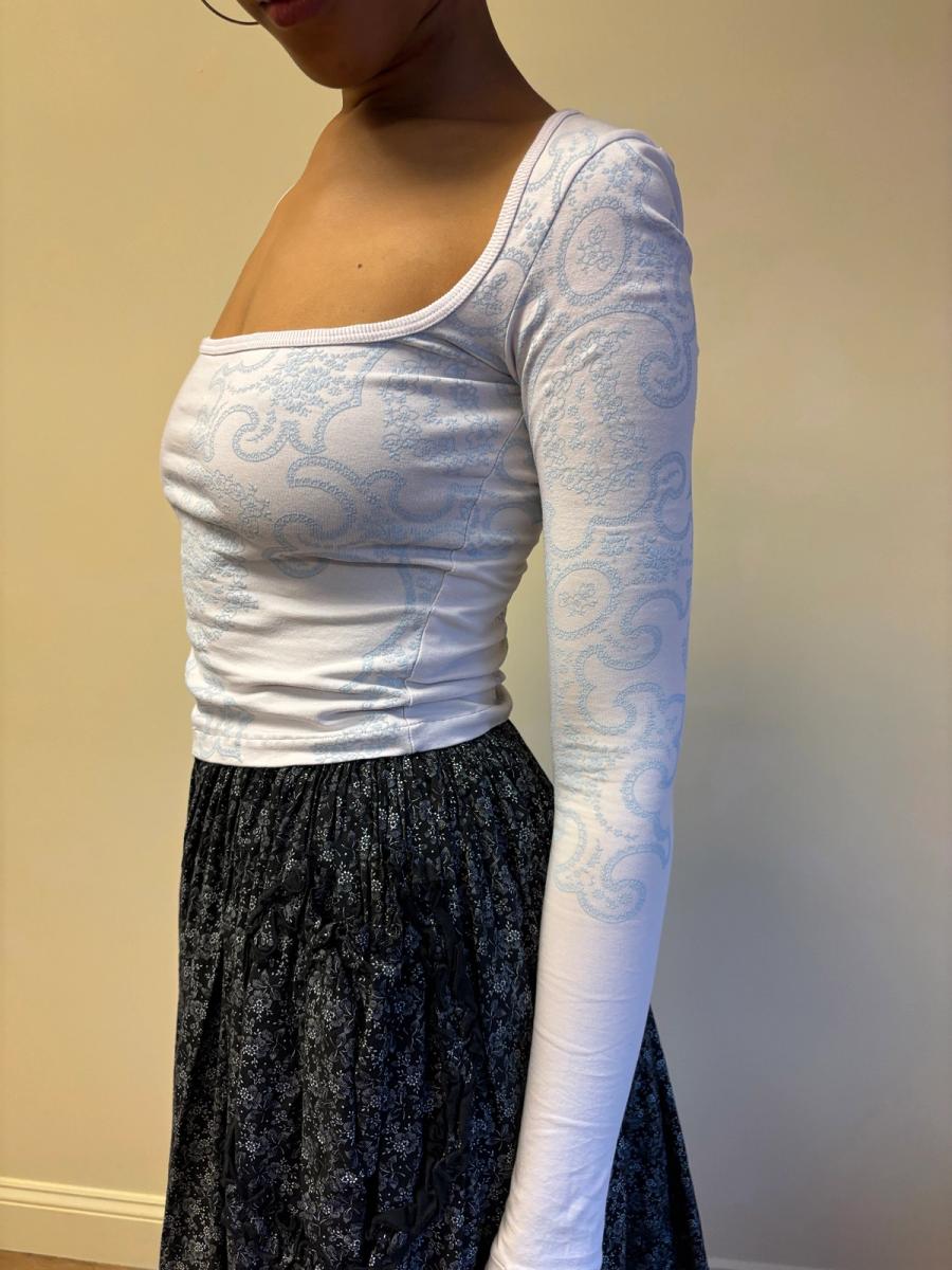 90s Alaïa Lilac Square Neck Longsleeve product image
