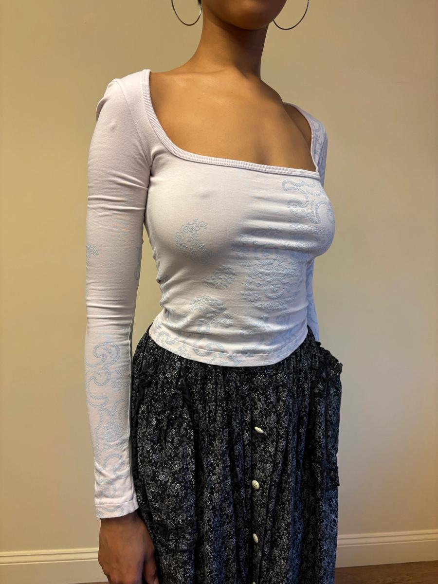 90s Alaïa Lilac Square Neck Longsleeve product image