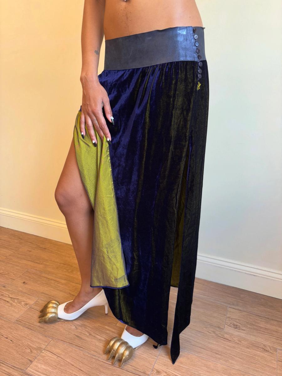 90s Krizia Changeable Velvet & Leather Skirt product image