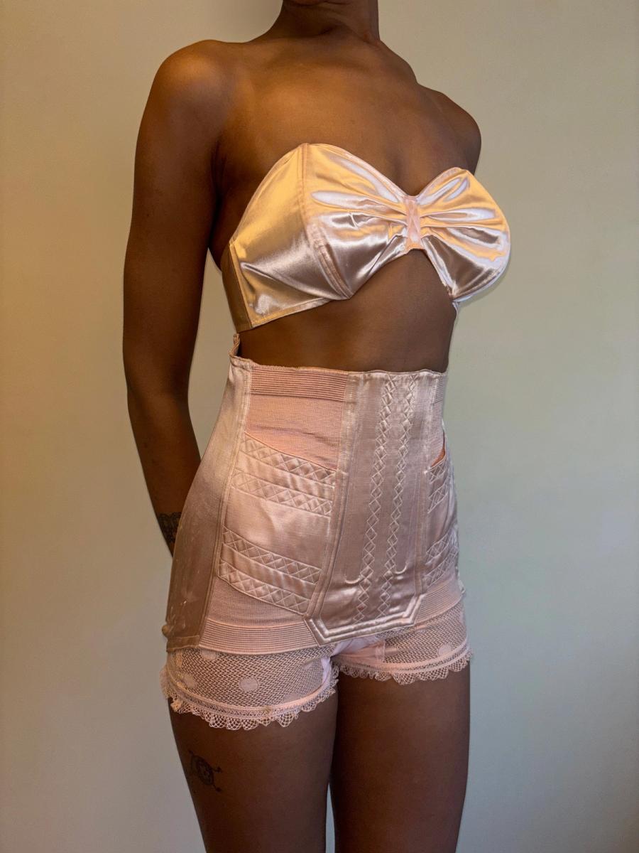 1930s Pink Satin Girdle product image